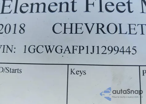 2018 Chevrolet Express 2500 Work Van из США, поврежденный, VIN 1GCWGAFP1J1299445